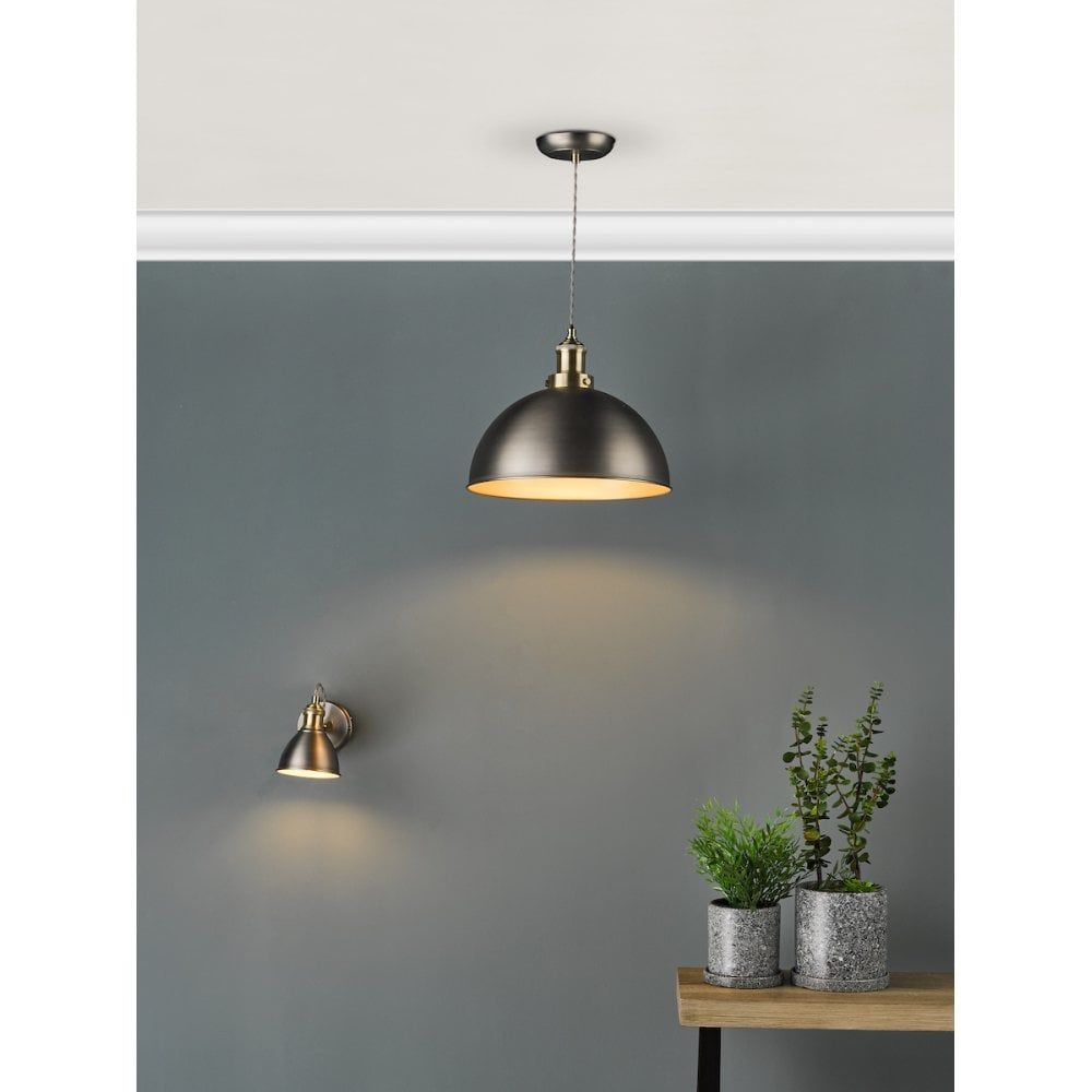 Dar GOV0161 | Governor Pendant | Antique Chrome & Brass