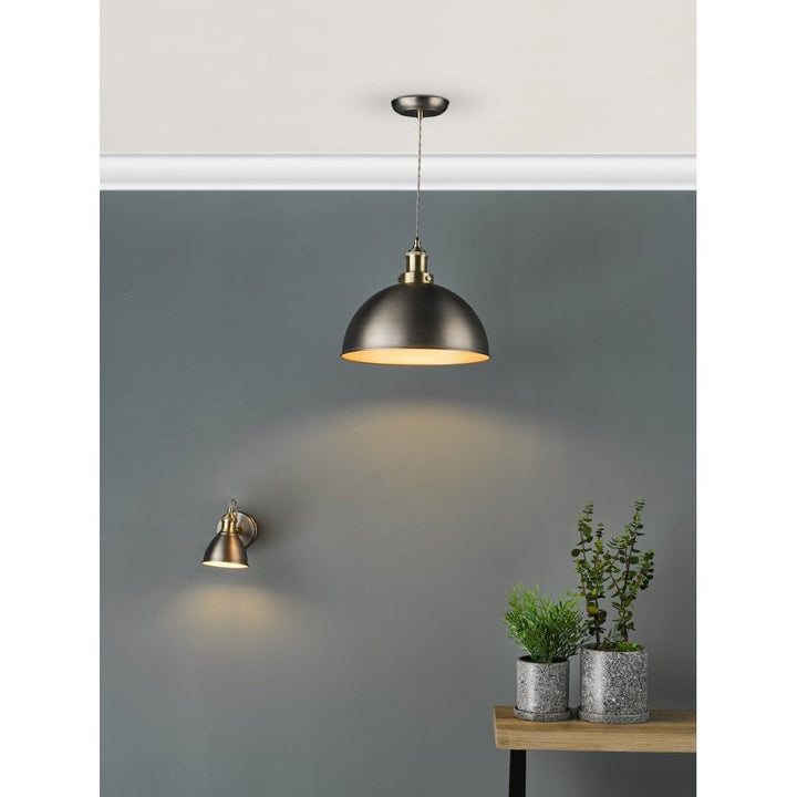 Dar GOV0161 | Governor Pendant | Antique Chrome & Brass