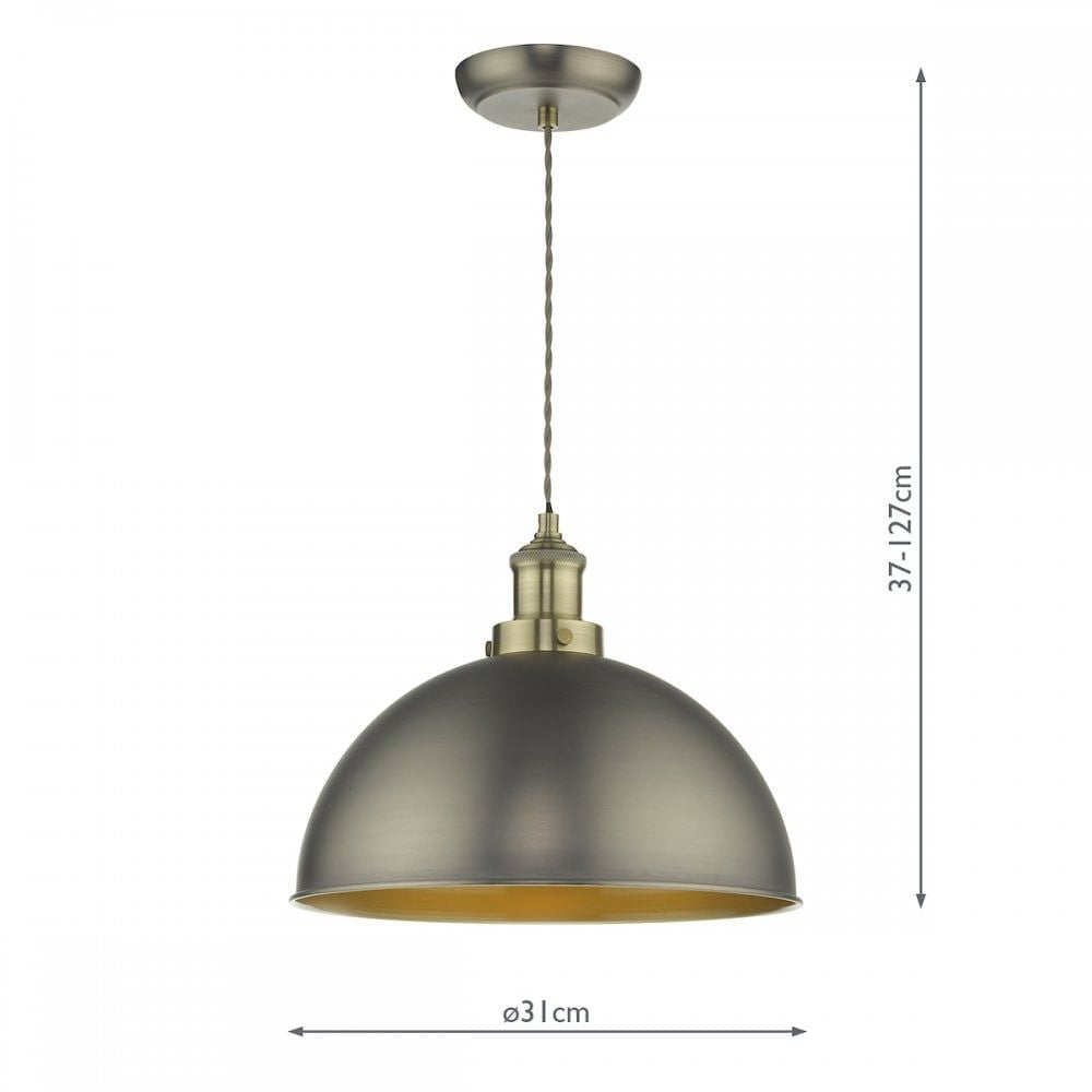 Dar GOV0161 | Governor Pendant | Antique Chrome & Brass