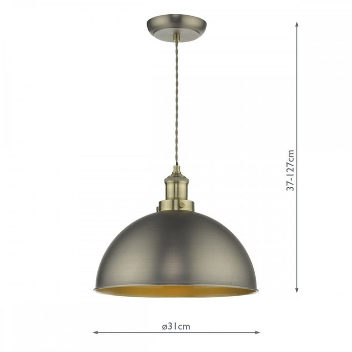 Dar GOV0161 | Governor Pendant | Antique Chrome & Brass