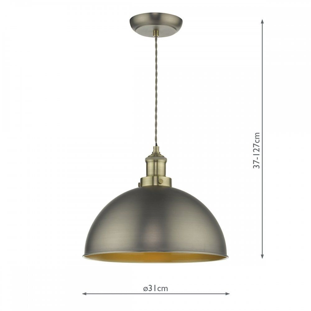 Dar GOV0161 | Governor Pendant | Antique Chrome & Brass