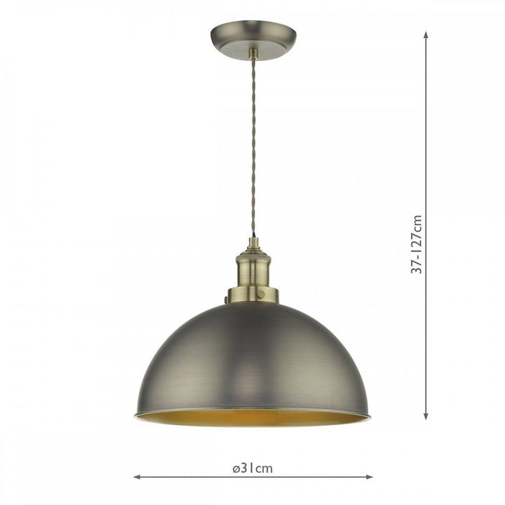 Dar GOV0161 | Governor Pendant | Antique Chrome & Brass