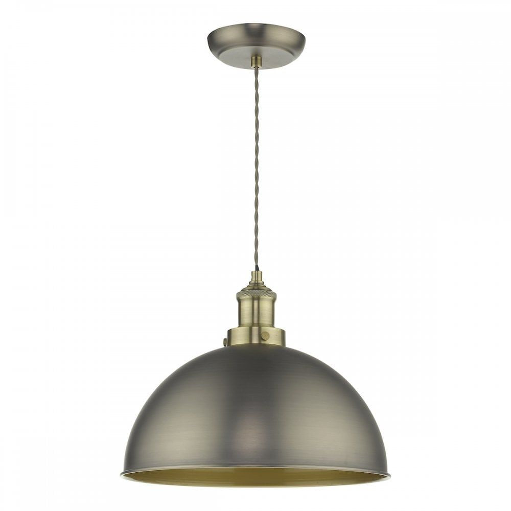 Dar GOV0161 | Governor Pendant | Antique Chrome & Brass