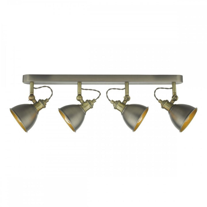 Dar GOV8461 | Governor 4 Light Bar | Spotlight Antique Chrome & Brass