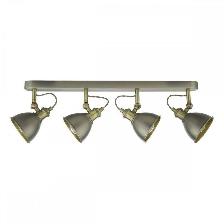 Dar GOV8461 | Governor 4 Light Bar | Spotlight Antique Chrome & Brass