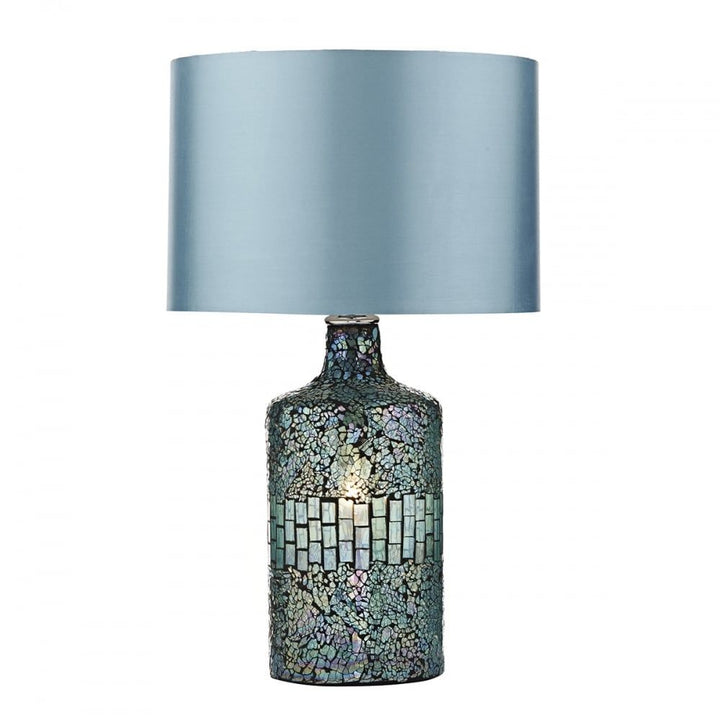 Dar GUR4223 Guru Table Lamp Blue Mosaic Dual Source With Shade