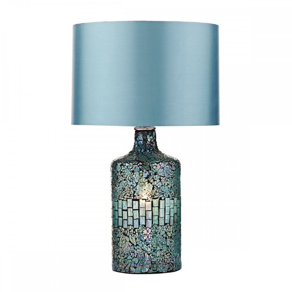 Dar GUR4223 Guru Table Lamp Blue Mosaic Dual Source With Shade