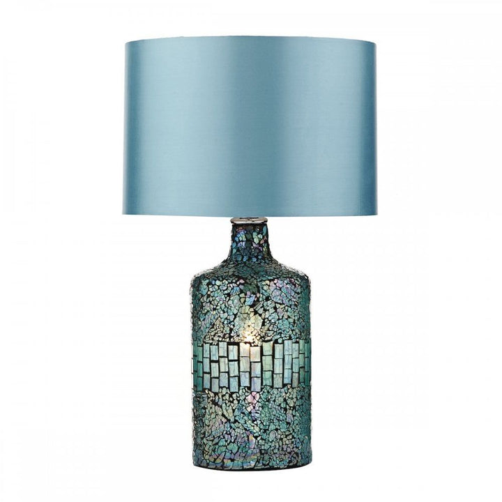 Dar GUR4223 Guru Table Lamp Blue Mosaic Dual Source With Shade