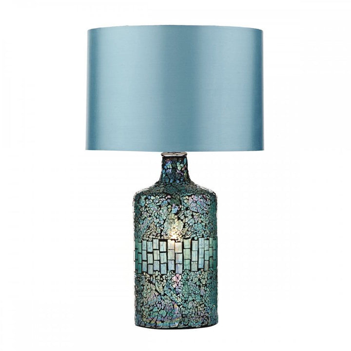 Dar GUR4223 Guru Table Lamp Blue Mosaic Dual Source With Shade
