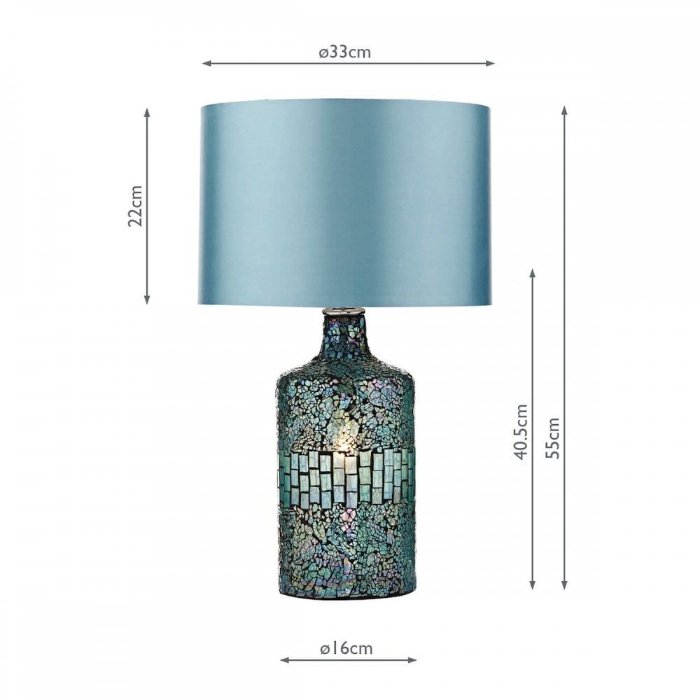 Dar GUR4223 Guru Table Lamp Blue Mosaic Dual Source With Shade