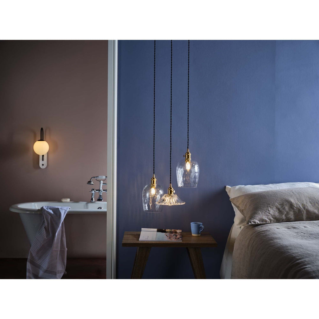 Dar HAD0140-03 | Hadano 1 Light Pendant | Natural Brass with Dimpled Glass Shade