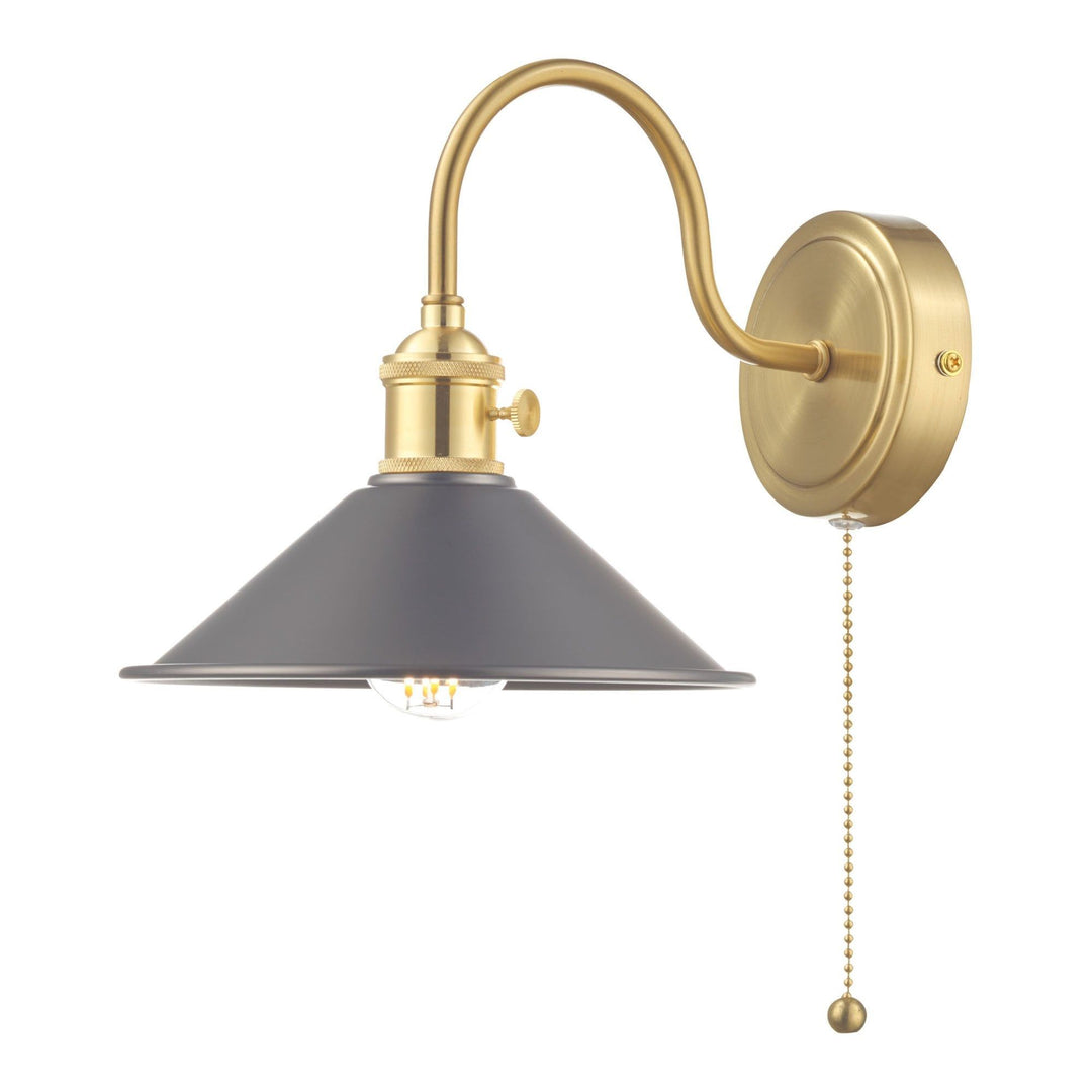 Dar HAD0761-01 | Hadano Wall Light | Antique Chrome & Aged Brass Shade