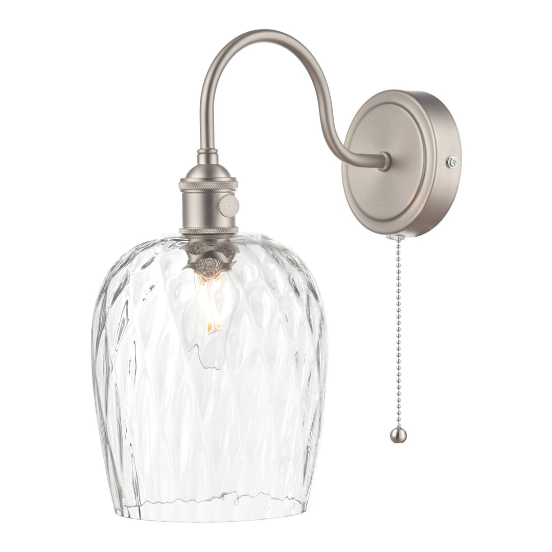 Dar HAD0761-03 | Hadano Wall Light | Antique Chrome & Dimpled Glass Shade