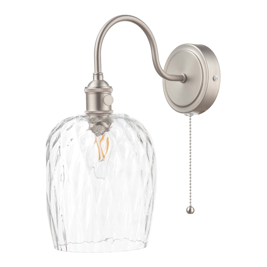 Dar HAD0761-03 | Hadano Wall Light | Antique Chrome & Dimpled Glass Shade