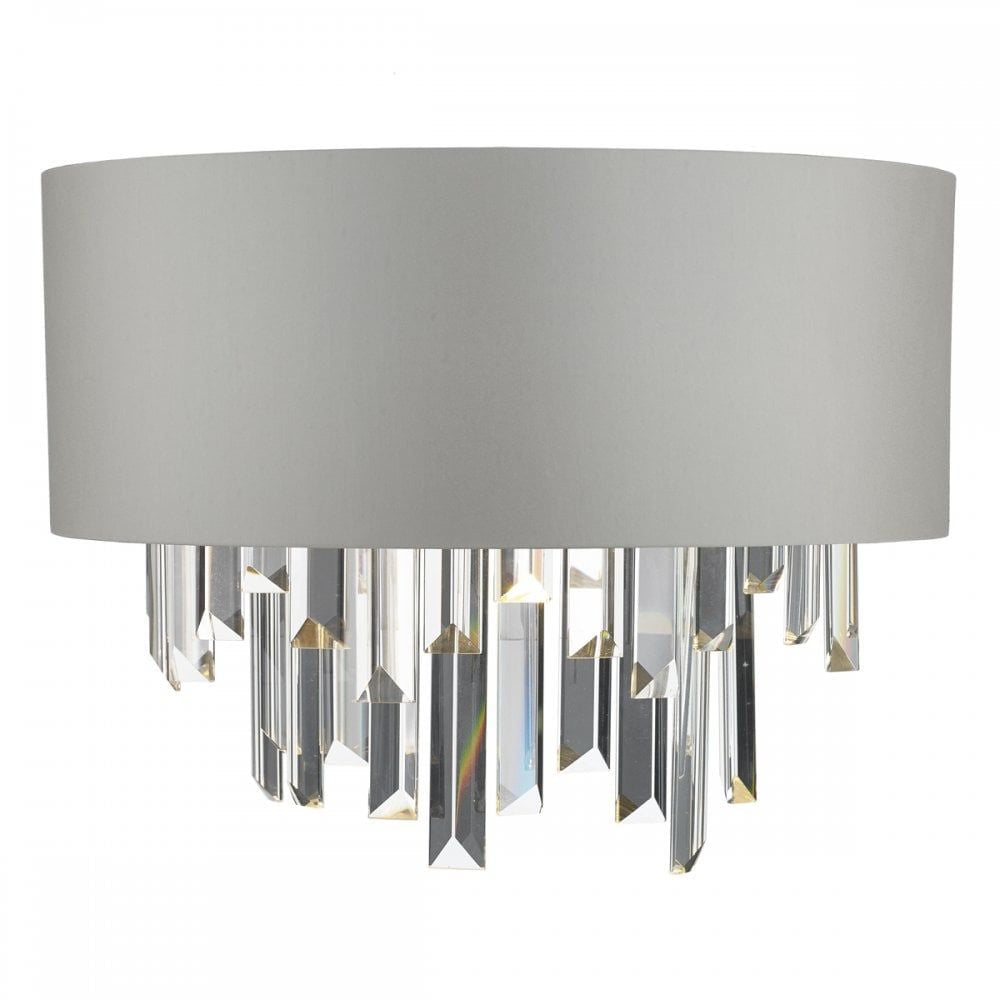 Dar HAL0939 | Halle Wall Light | Grey Satin & Crystal Design