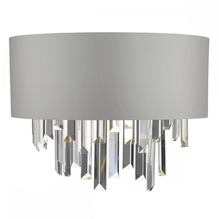 Dar HAL0939 | Halle Wall Light | Grey Satin & Crystal Design