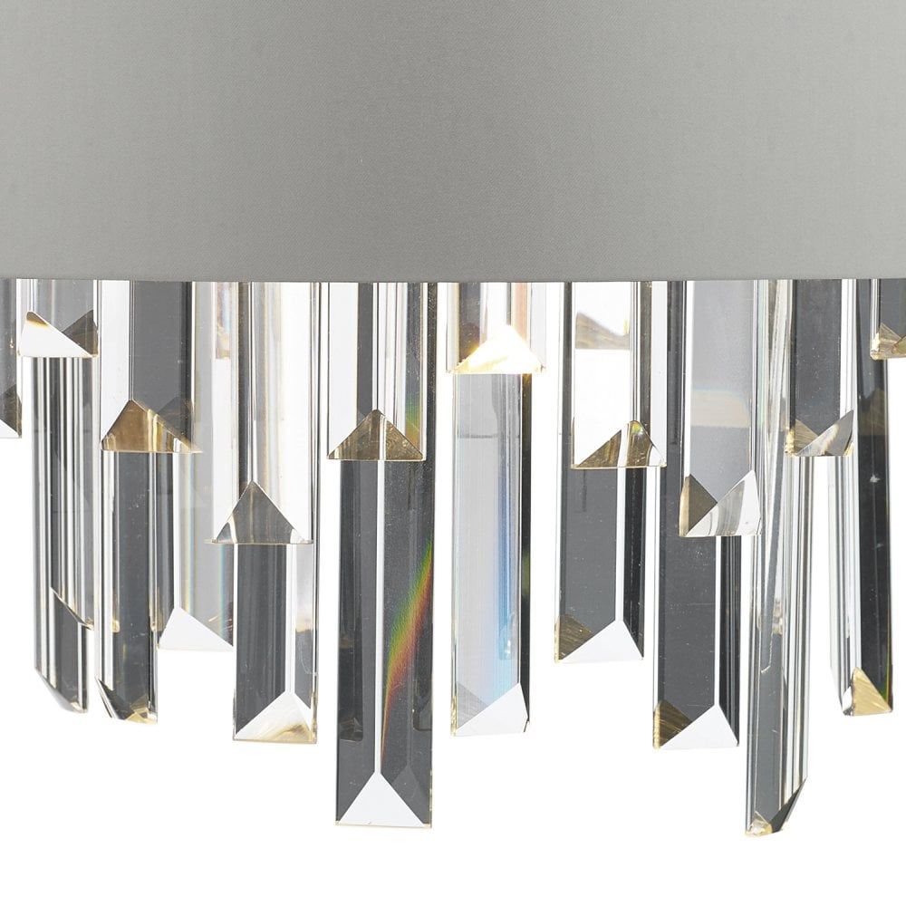 Dar HAL0939 | Halle Wall Light | Grey Satin & Crystal Design