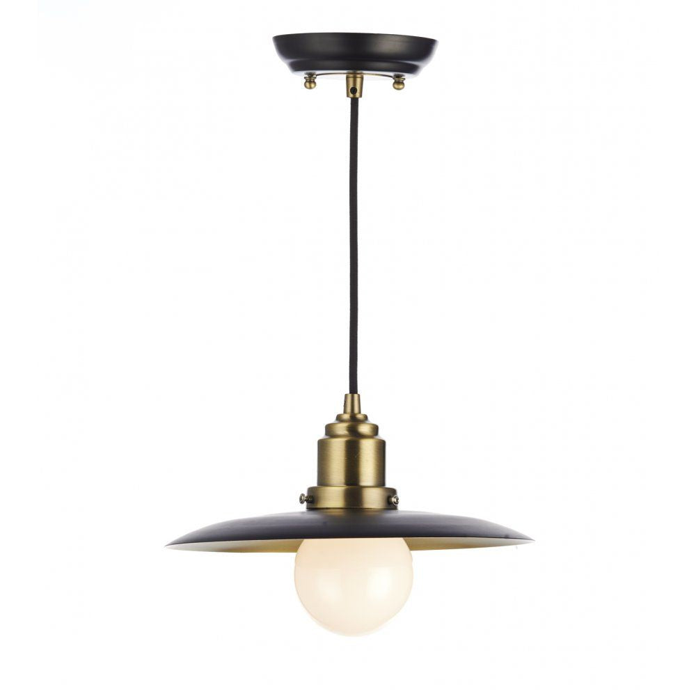 Dar HAN0154 | Hannover Pendant | Black & Antique Brass