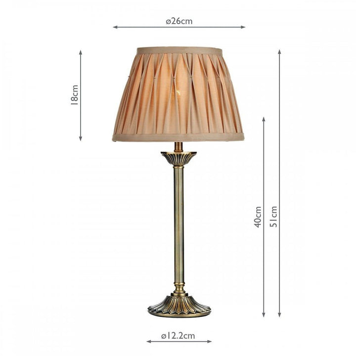 Dar HAT4275 Hatton Table Lamp Antique Brass With Shade