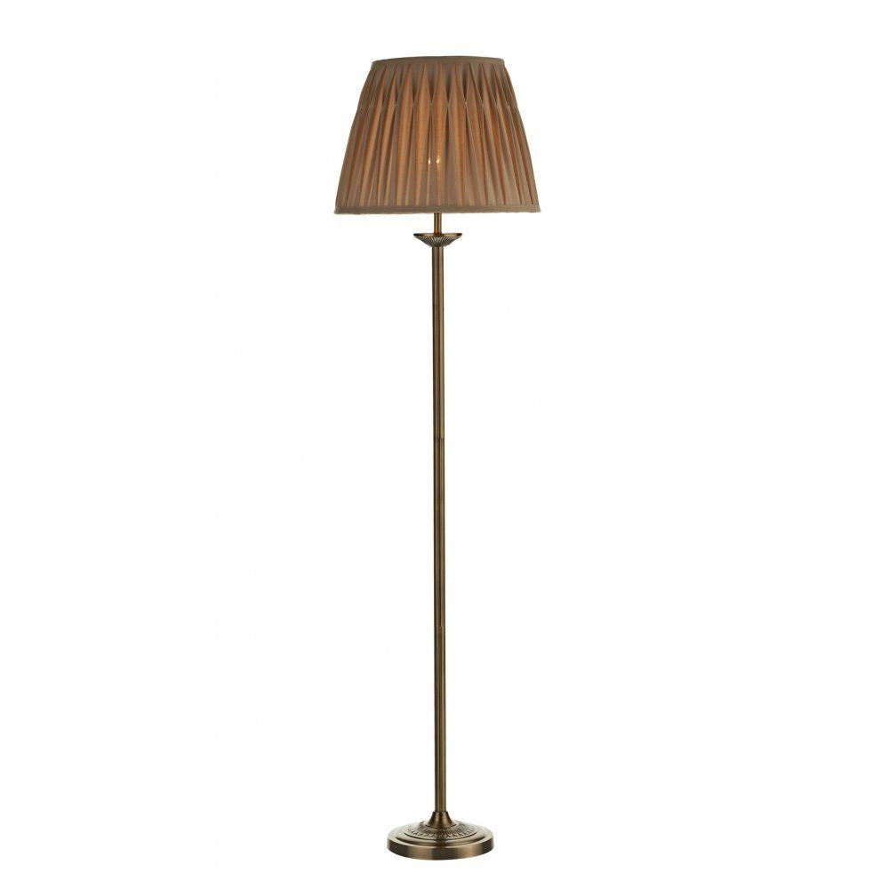 Dar HAT4975 Hatton Floor Lamp Antique Brass With Shade