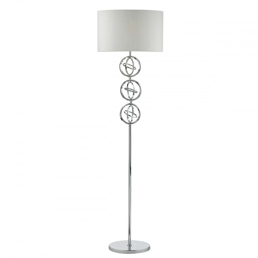 Dar INN4950 | Innsbruck Floor Lamp | Polished Chrome Elegance with Ivory Shade