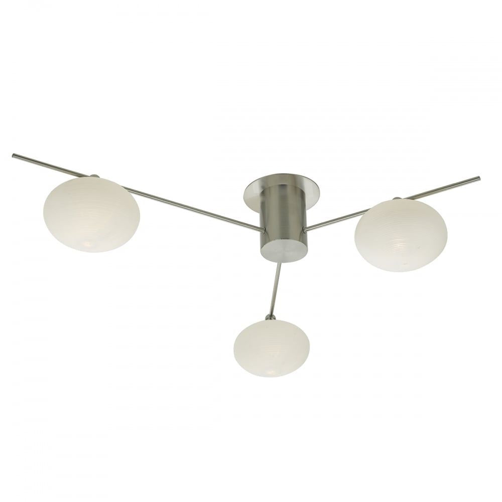 Dar JAS5346 | Jasper | 3-Light Semi Flush | Satin Nickel Opal Glass