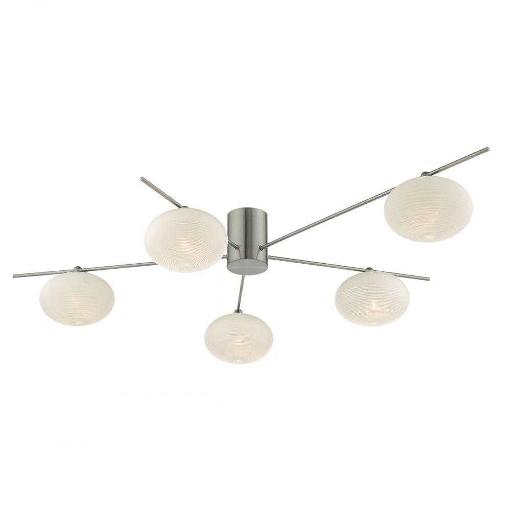 Dar JAS5446 | Jasper 5 Light Semi-Flush Ceiling Light | Satin Nickel