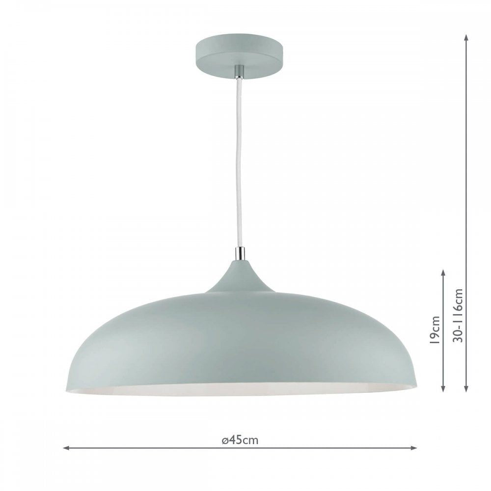 Dar KAE0139 Kaelan 1 Light Pendant Soft Matt Grey