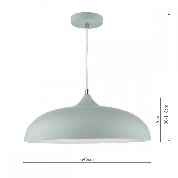Dar KAE0139 Kaelan 1 Light Pendant Soft Matt Grey