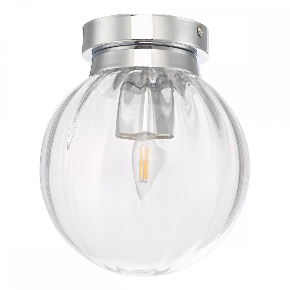 Dar KAV0150 | Kavi | Bathroom Flush Light | Polished Chrome and Glass