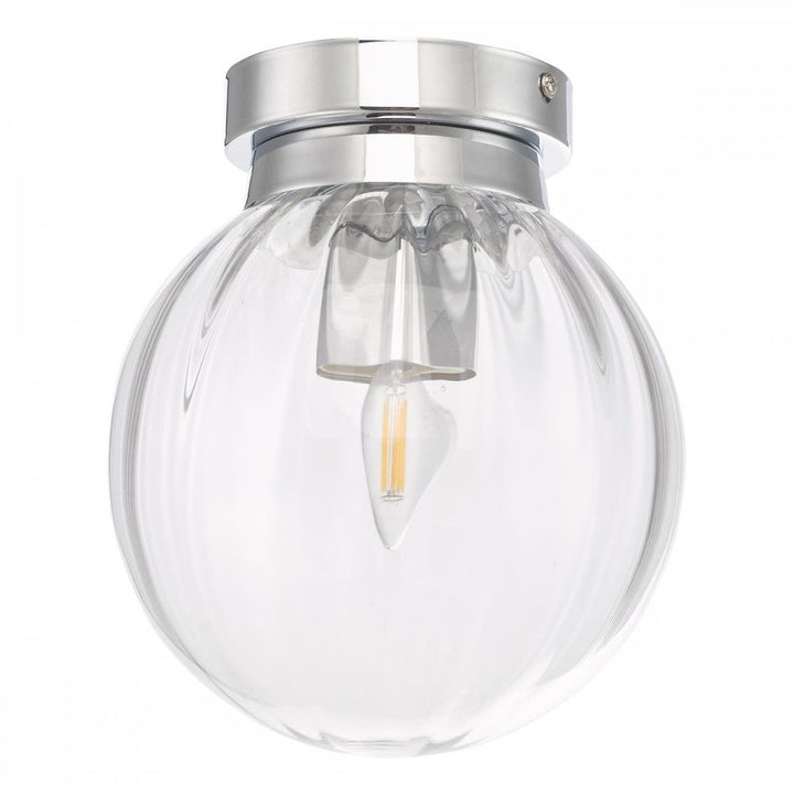 Dar KAV0150 | Kavi | Bathroom Flush Light | Polished Chrome and Glass