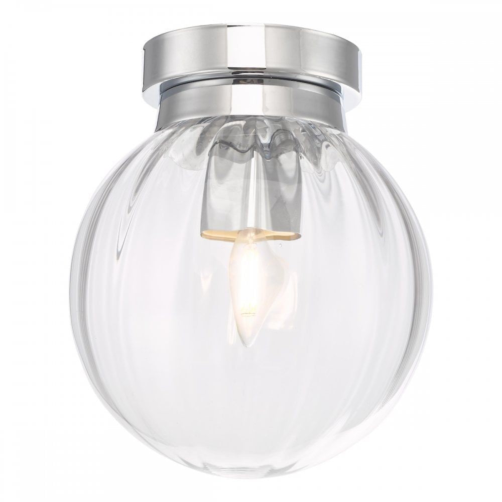 Dar KAV0150 | Kavi | Bathroom Flush Light | Polished Chrome and Glass
