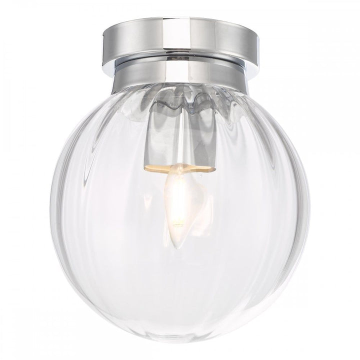 Dar KAV0150 | Kavi | Bathroom Flush Light | Polished Chrome and Glass