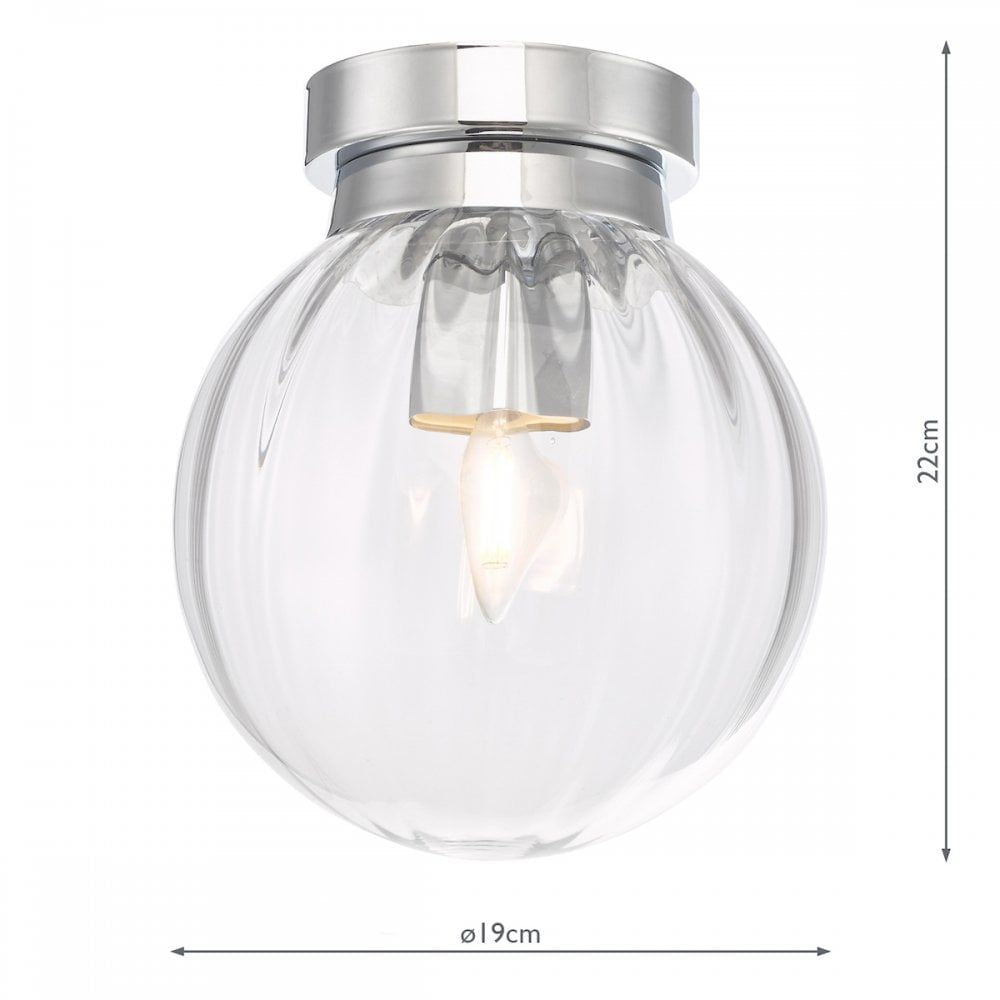 Dar KAV0150 | Kavi | Bathroom Flush Light | Polished Chrome and Glass