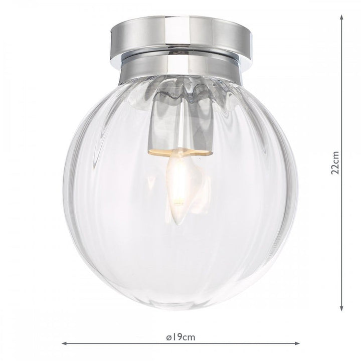 Dar KAV0150 | Kavi | Bathroom Flush Light | Polished Chrome and Glass