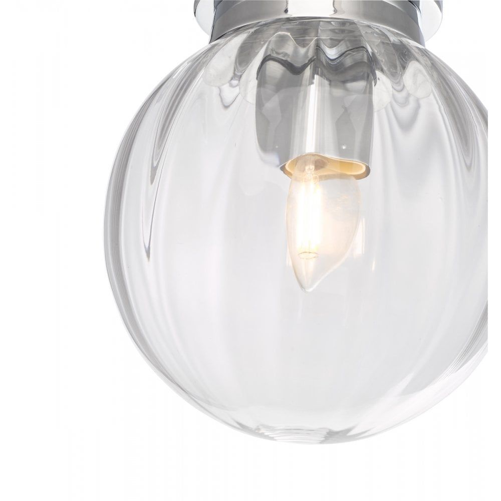 Dar KAV0150 | Kavi | Bathroom Flush Light | Polished Chrome and Glass