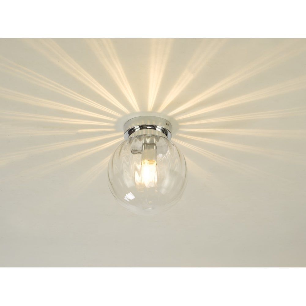 Dar KAV0150 | Kavi | Bathroom Flush Light | Polished Chrome and Glass