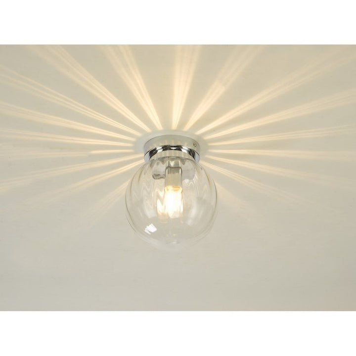 Dar KAV0150 | Kavi | Bathroom Flush Light | Polished Chrome and Glass
