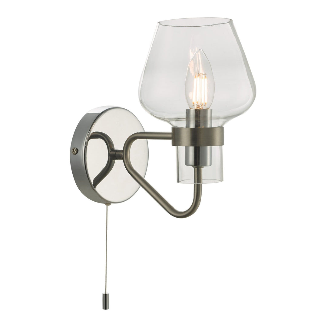 Dar KET0746 | Keta | 1 Light Wall Light | Satin Chrome and Polished Chrome