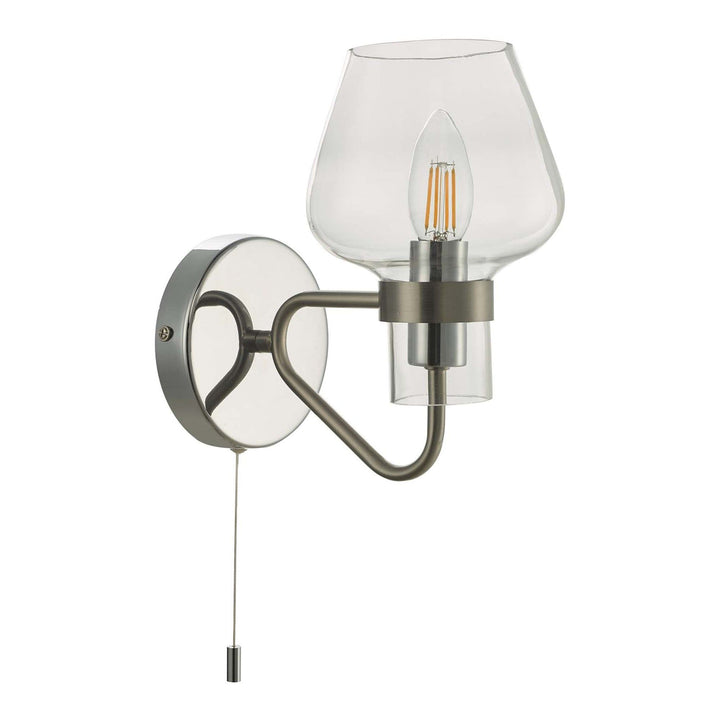 Dar KET0746 | Keta | 1 Light Wall Light | Satin Chrome and Polished Chrome