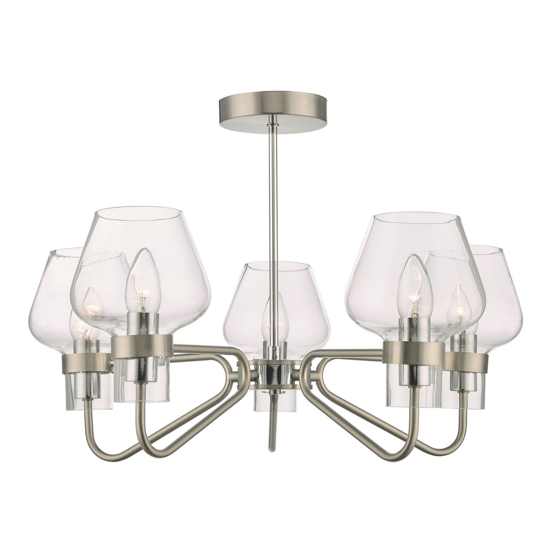 Dar KET5446 | Keta |5 Light Semi Flush | Satin Chrome and Polished Chrome
