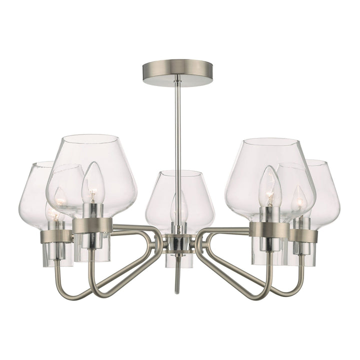 Dar KET5446 | Keta |5 Light Semi Flush | Satin Chrome and Polished Chrome