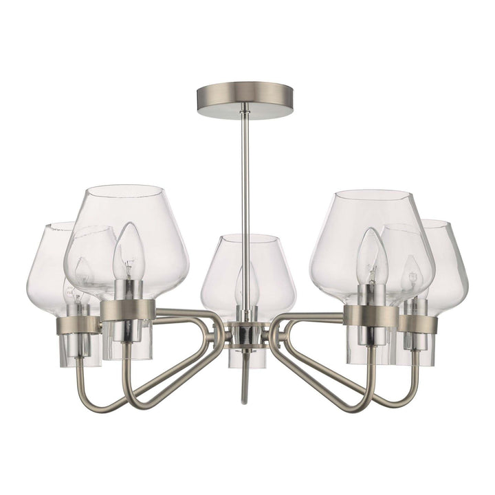 Dar KET5446 | Keta |5 Light Semi Flush | Satin Chrome and Polished Chrome