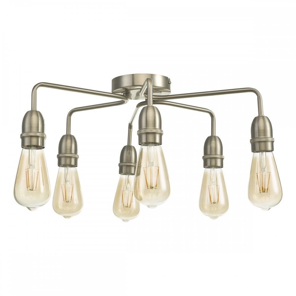 Dar KIE0646 Kiefer 6 Light Flush Satin Chrome