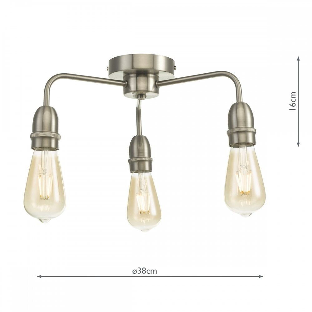 Dar KIE5346 Kiefer 3 Light Flush Satin Chrome