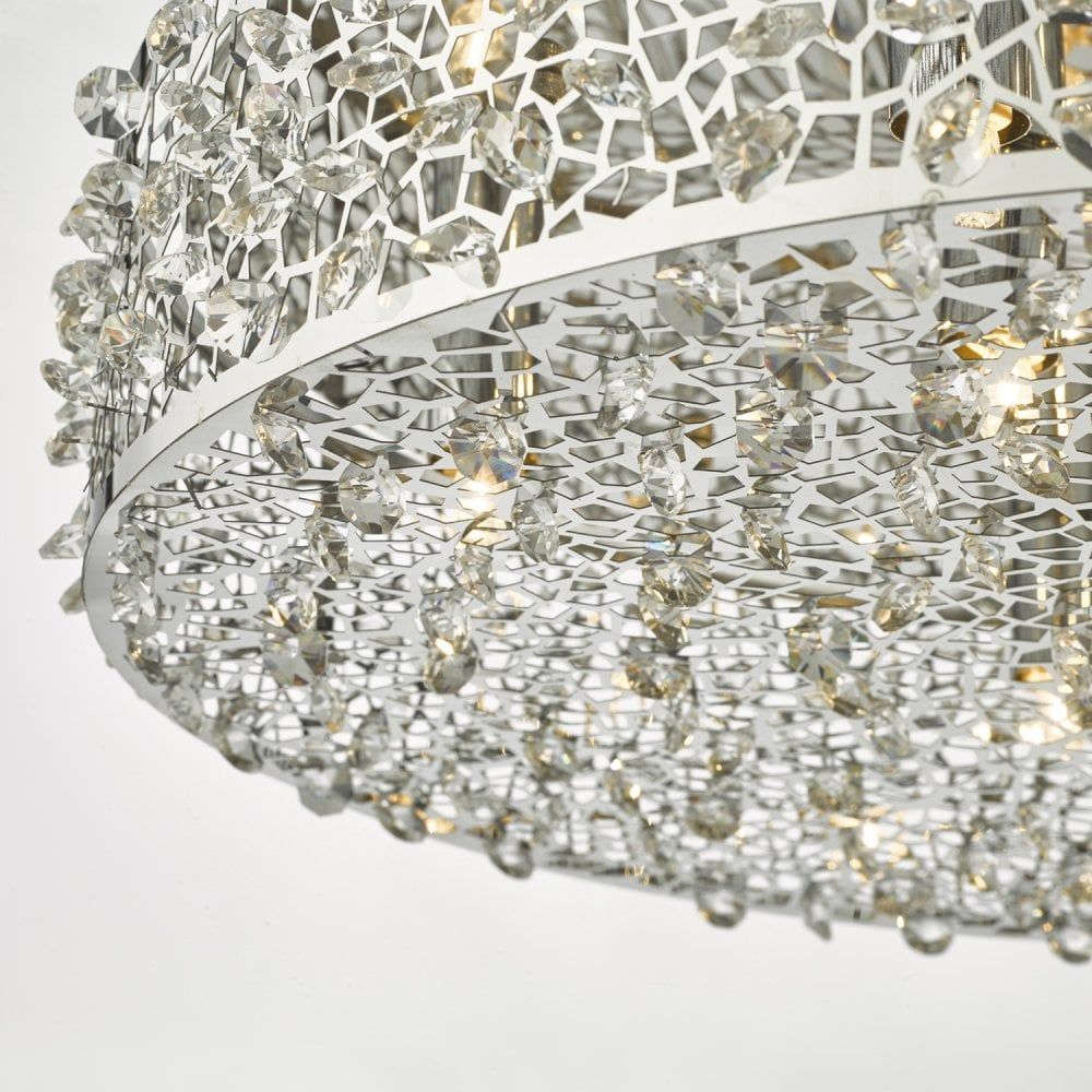 Dar KOT6450 | Kotaro | 6-Light Flush | Polished Chrome Crystal