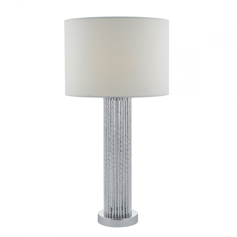 Dar LAZ4232 | Lazio Table Lamp | Polished Silver with White Shade