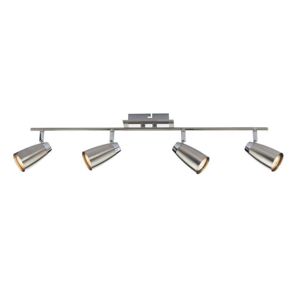 Dar LOF8446 | Loft 4 Lamp Bar | Satin and Polished Chrome