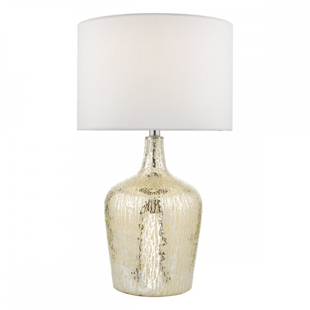 Dar LOL4232 | Lolek Table Lamp | Silver Glass & Ivory Shade