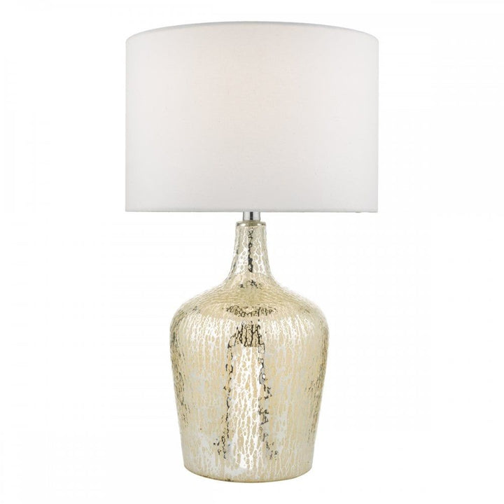 Dar LOL4232 | Lolek Table Lamp | Silver Glass & Ivory Shade